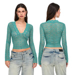 Floral Lace Flare Sleeve Crop Top
